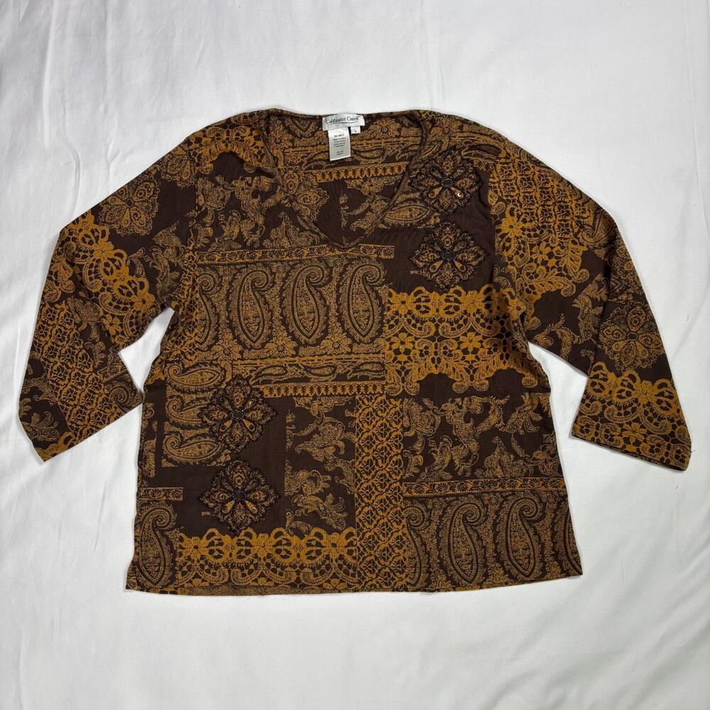 Brown & gold paisley top
